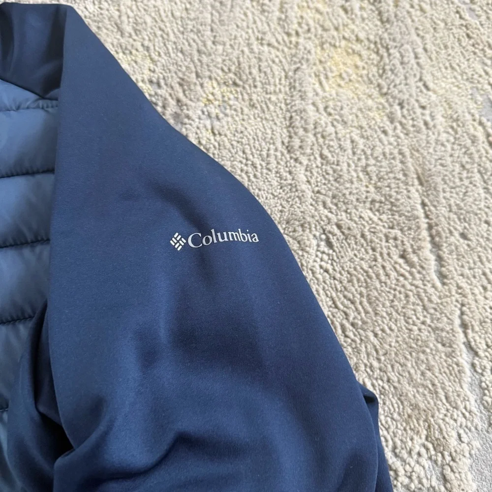 Columbia coat White Out Omni Heat 2 Tone Blue Hybrid  Hooded Jacket XL